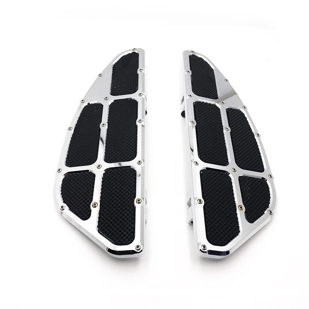 2X Aluminum Front Driver Stretched Floorboard Foot Rest for Harley Touring (1986–2016)