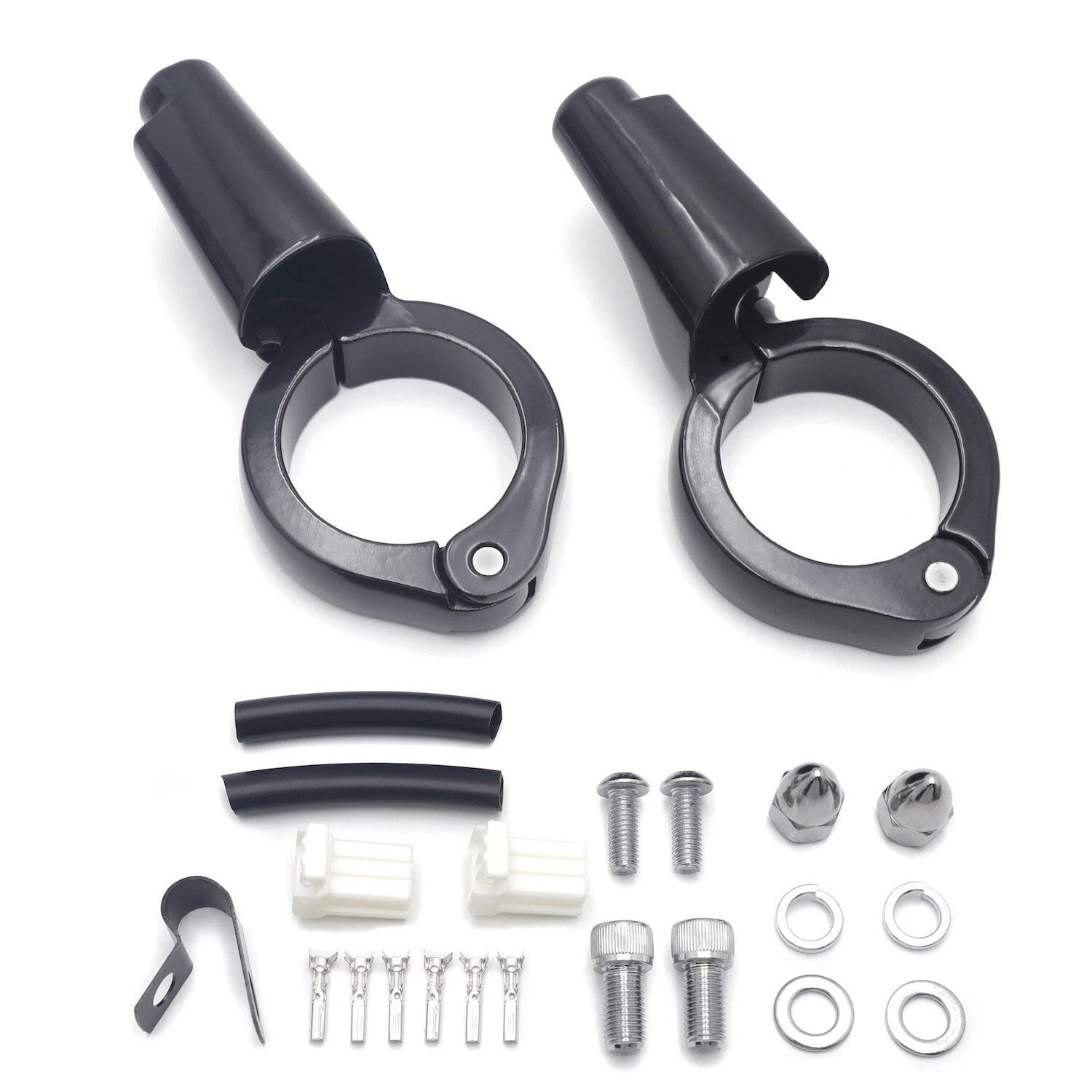 Gloss Black Front Turn Signal Relocation Kit for Harley FXD Dyna (2008–2017)