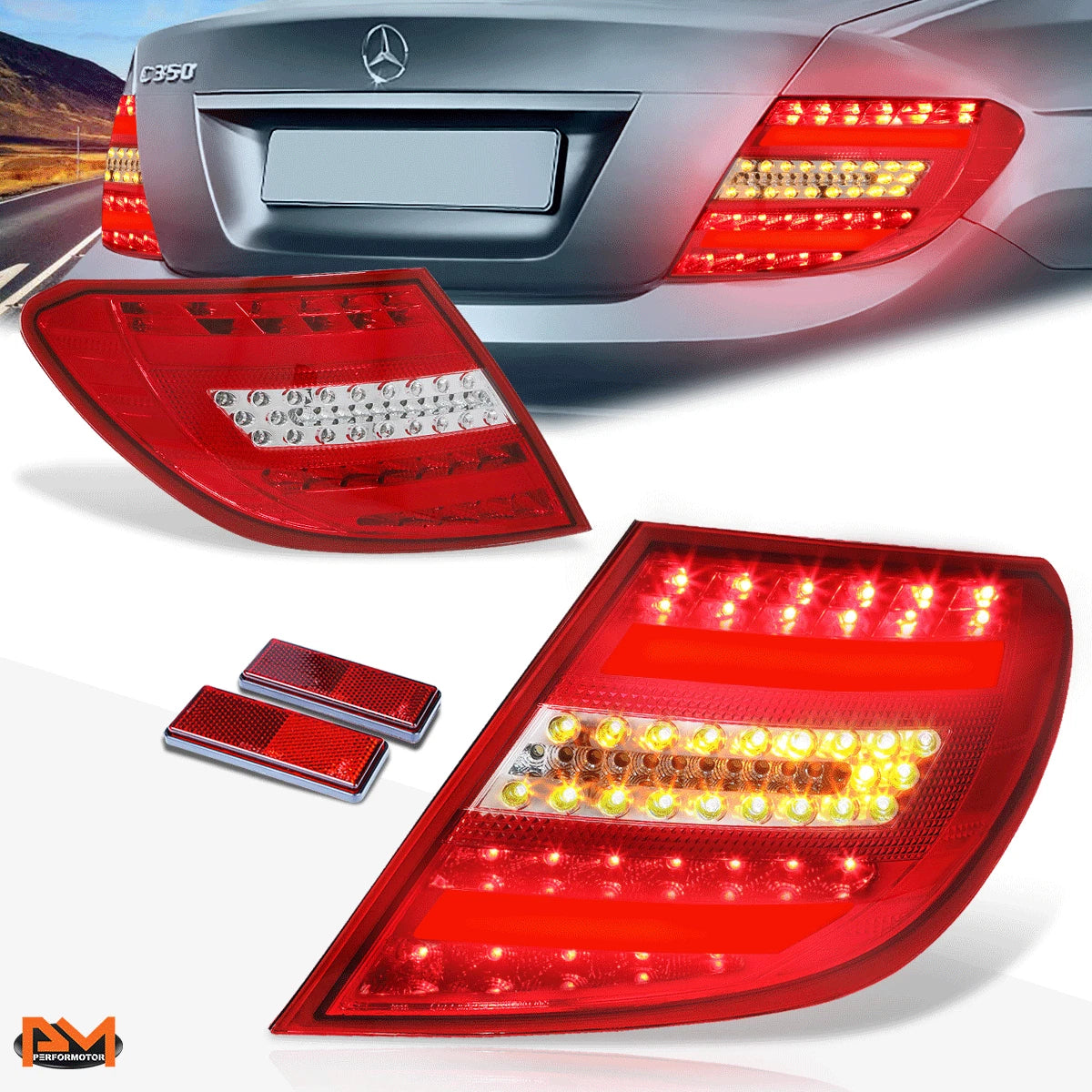 3D LED Streak Tail Light Reverse Lamp for Mercedes C-Class W204 (2008–2011)