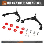 Set of 2 J2 Black 2-4" Lift Front Upper Control Arms for Silverado 99-13