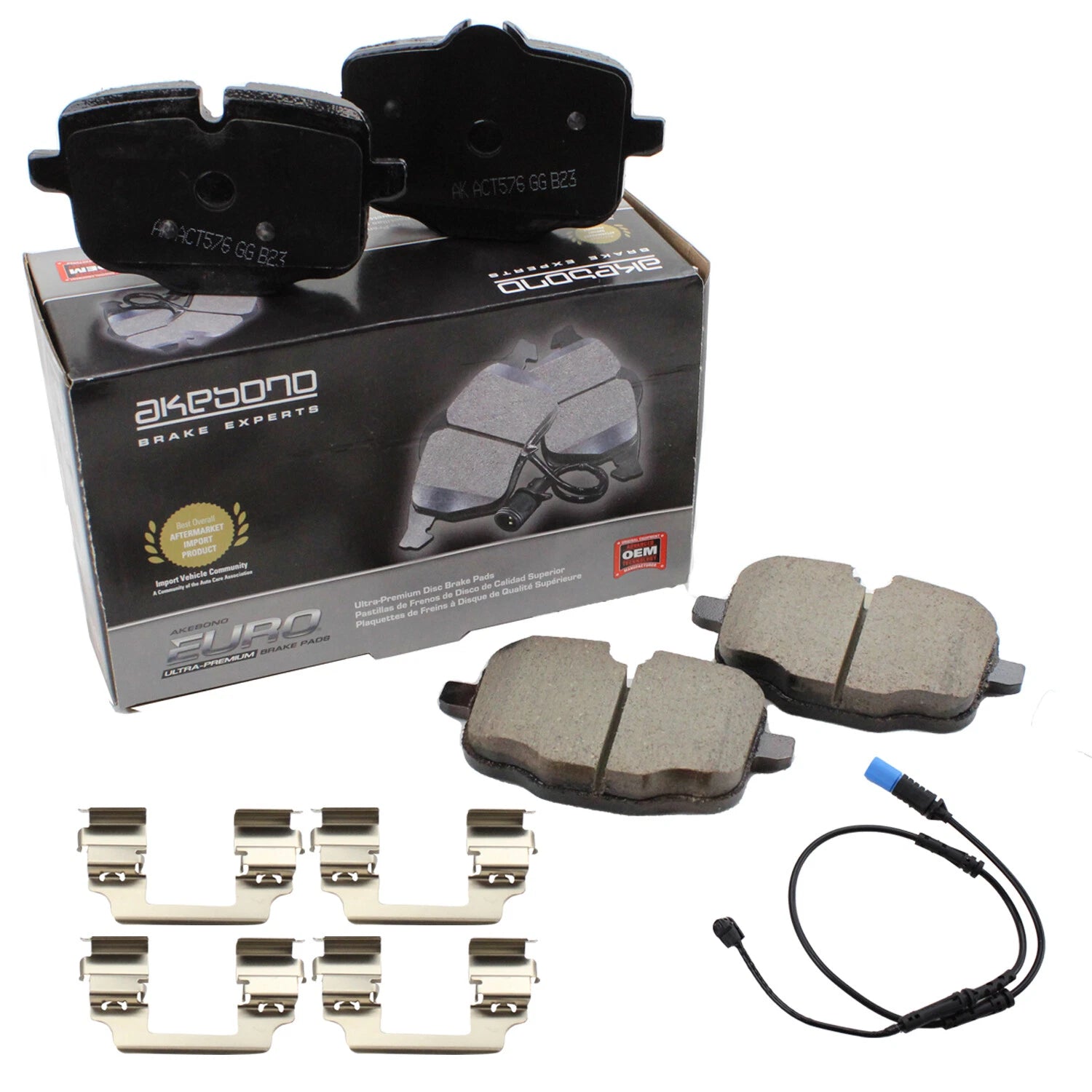 Set of 4 Akebono Euro Premium Rear Ceramic Brake Pads for BMW G01 G08 (2018–2021)