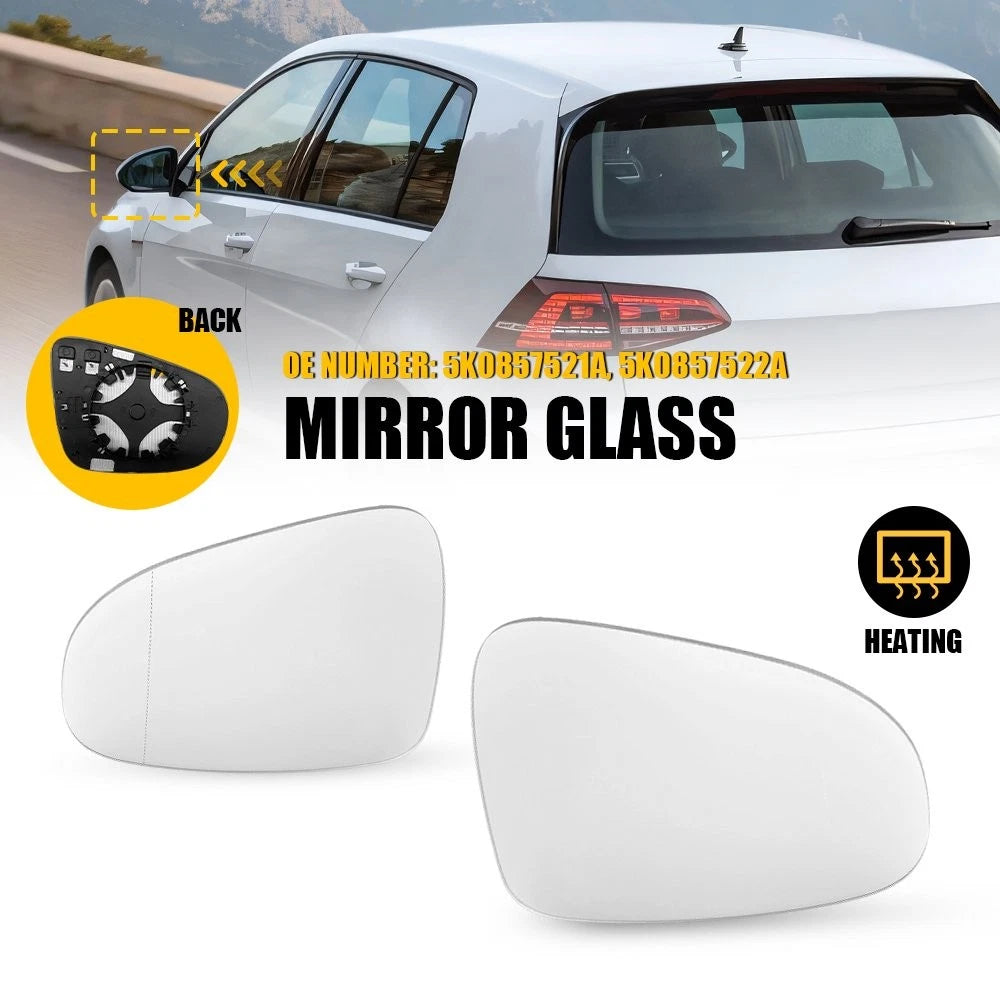 Clear Heated Mirror Glass Set for Volkswagen Golf (2010–2014) 5K0857521A EV