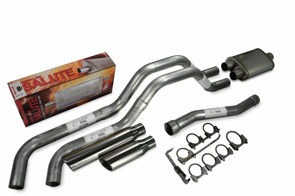 Dual Exhaust 2.5" Side Exit for Nissan Titan (2004–2006) - Cherry Bomb Rolled Tip