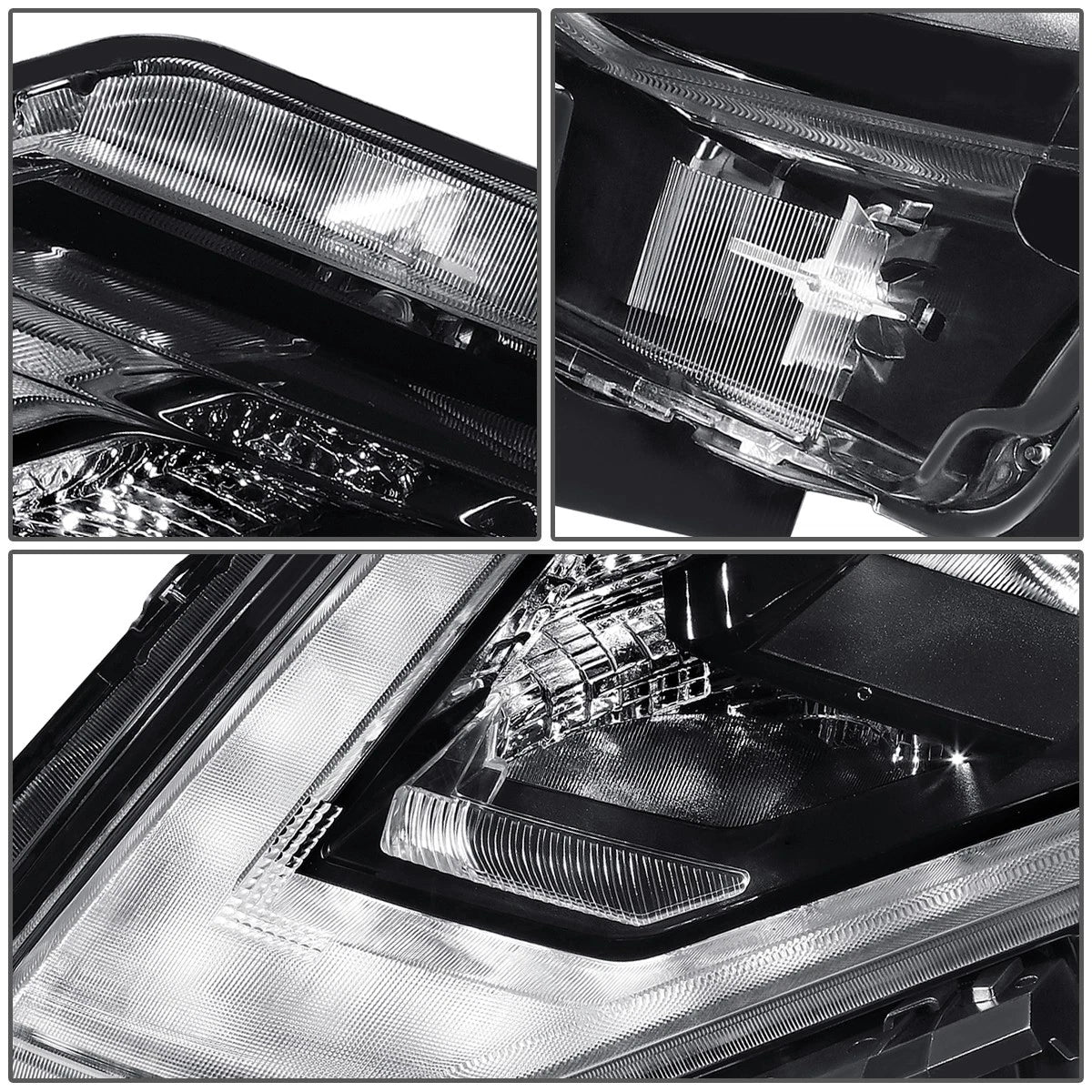 LED DRL Headlight for Nissan Rogue (2017–2020) - Left Driver Side, Black Housing