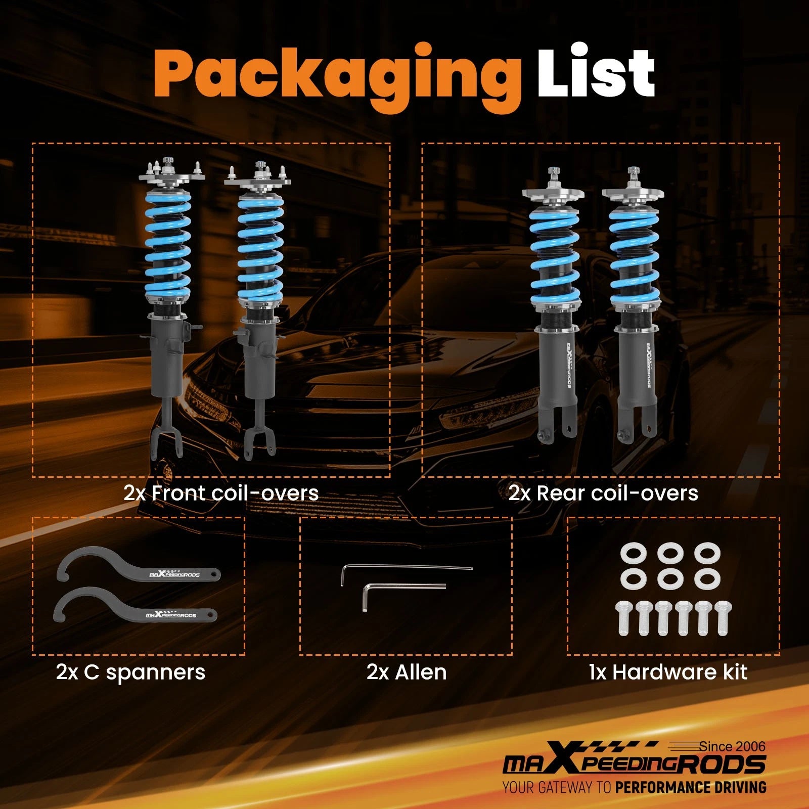 Adjustable Coilover Suspension Kit for Infiniti G35 Coupe/Sedan (2003–2007)