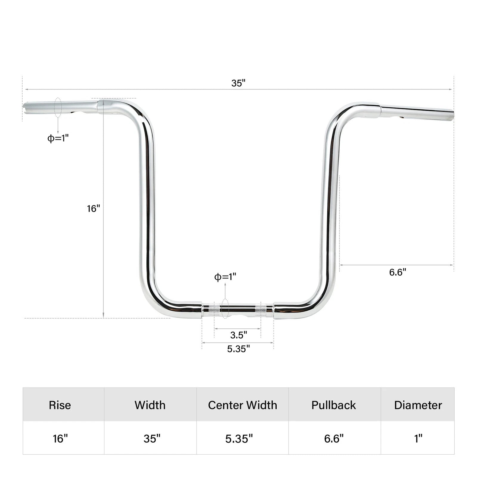 Chrome 16" Rise Hanger Handle Bar for Harley Sportster XL, FLST, FXST