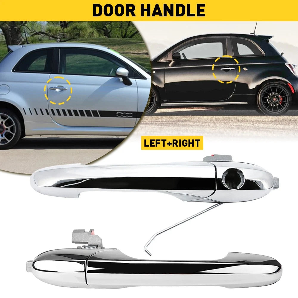 Set of 2 Outer Door Handles for Fiat 500 (2012–2017) Chrome