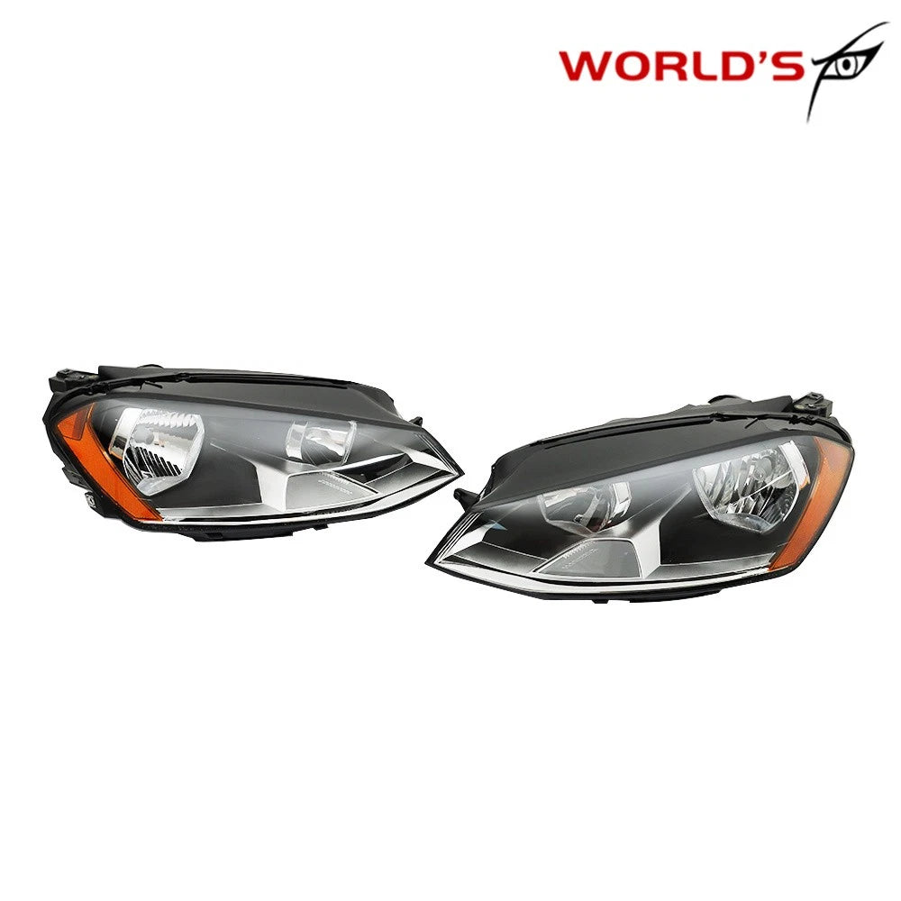 Set of 2 Halogen Headlights for Volkswagen Golf MK7 (2015–2017) Black