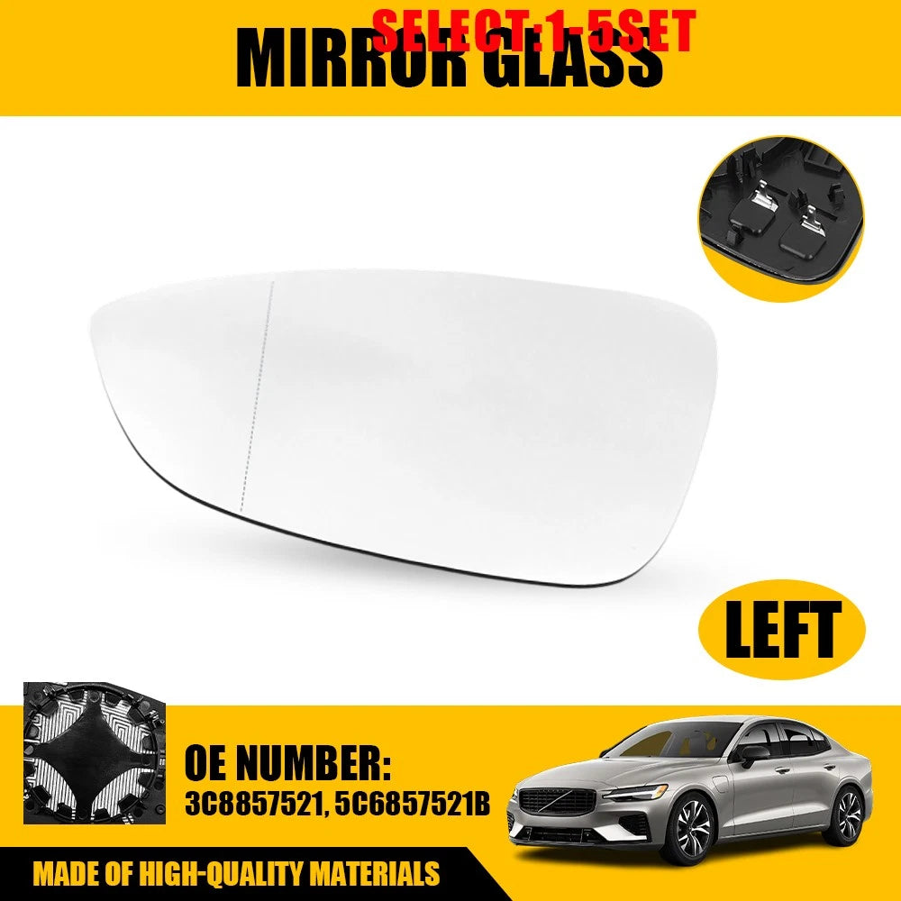Left Driver Side Heated Mirror Glass for Volkswagen Eos (2009–2016) 1-5X