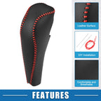 Gear Shifting Knob Cover Trim for Honda Civic (2012–2015) Black Red Stitches