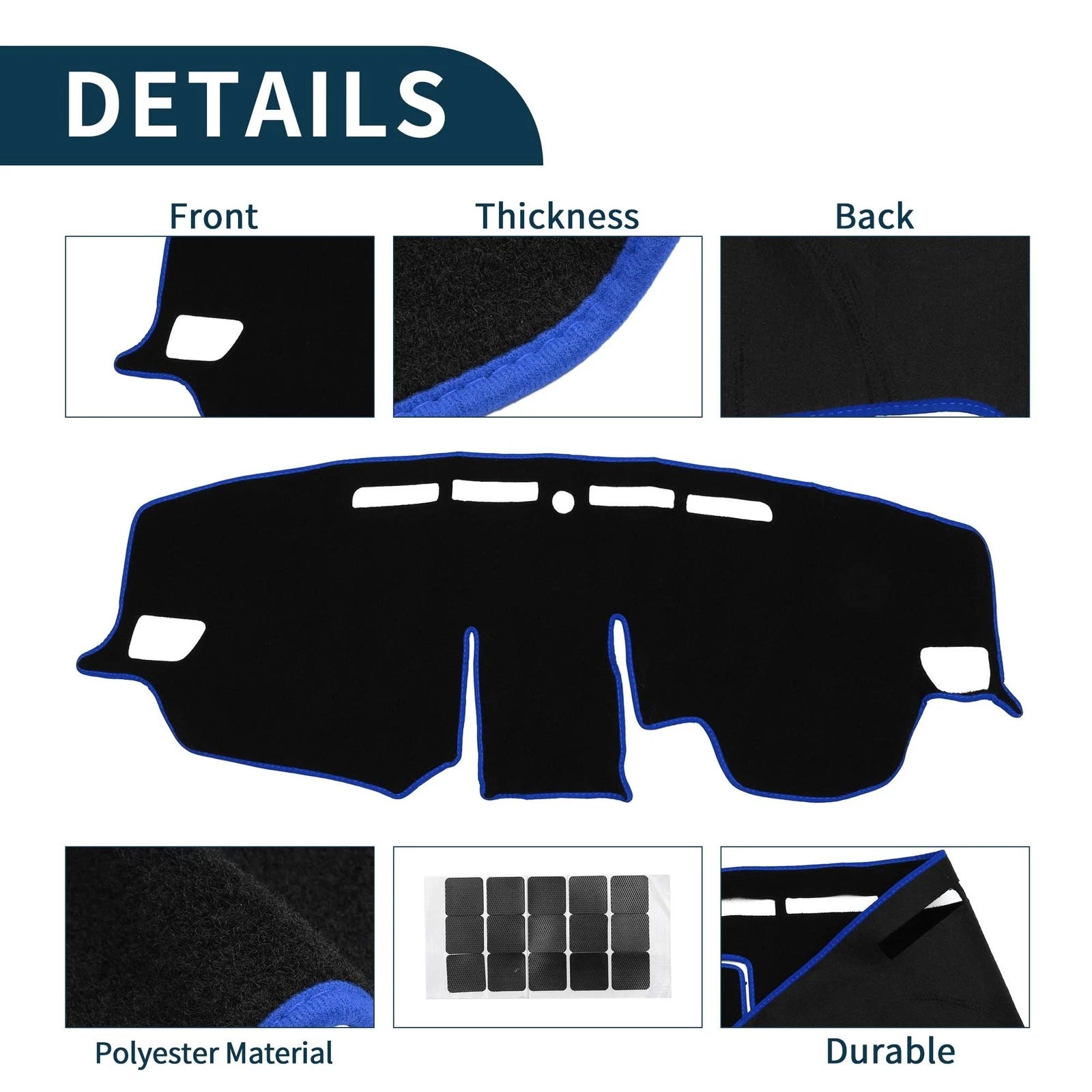 Dashboard Dash Cover Mat for Toyota RAV4 (2019–2024) - Black Blue Set