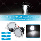 2X LED Puddle Lamps Under Mirror 6000K for Ford Ranger (2015–2017)