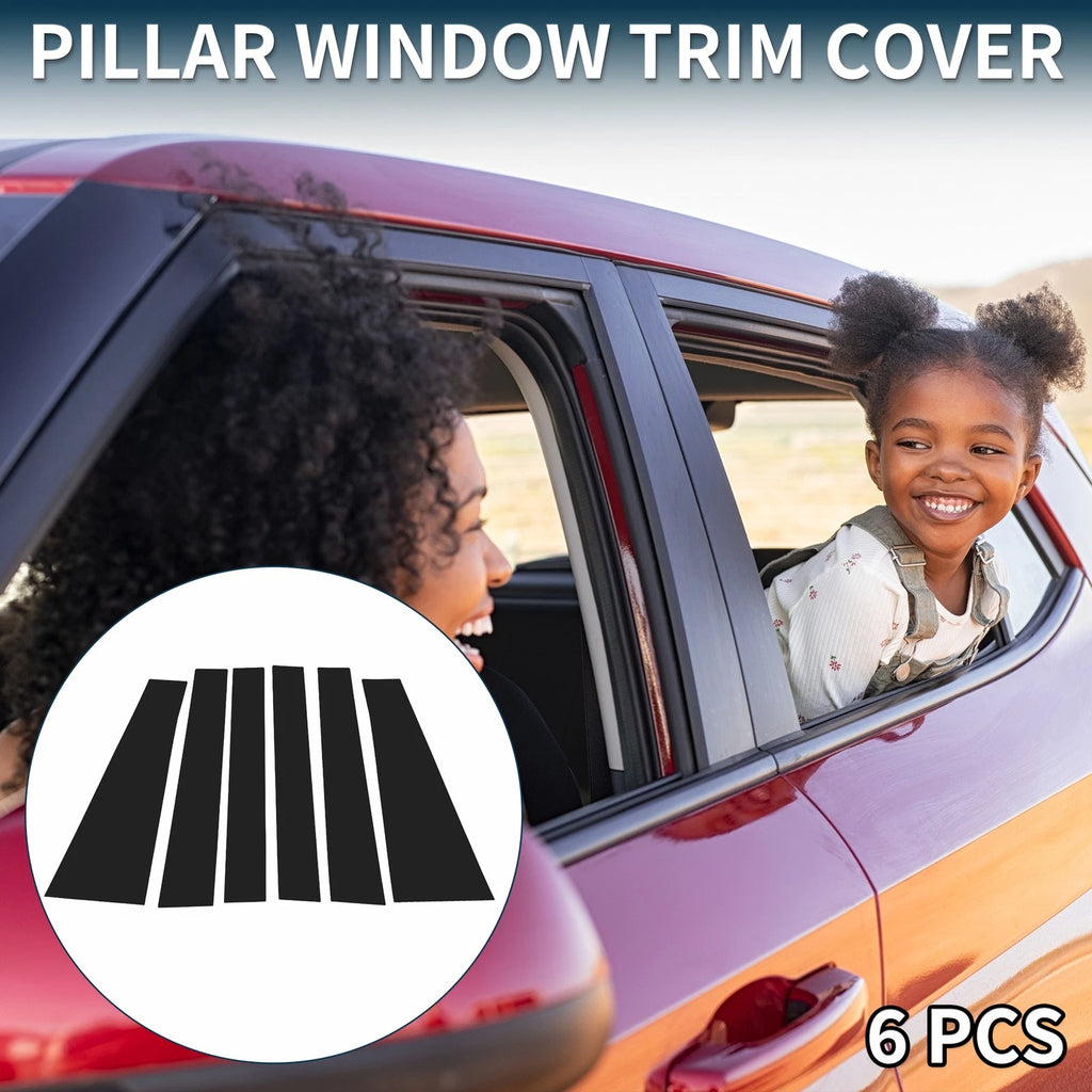 6 Pcs Door Pillar Window Trim for Toyota Sienna (2011–2020) Black