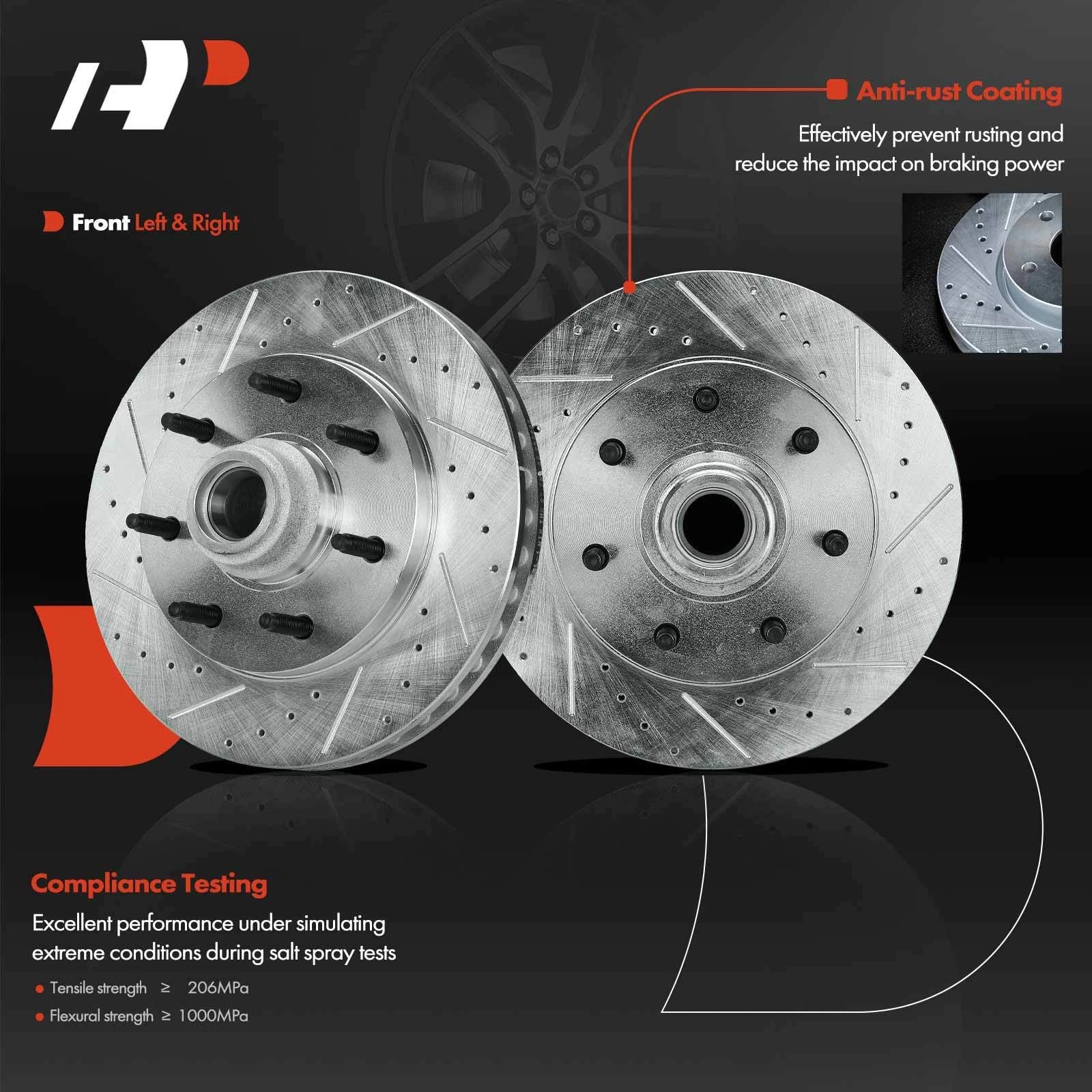 Front Drilled Brake Rotors & Ceramic Pads for Ford F-150 (2000–2003)