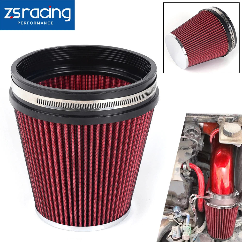 6" Air Intake Cone Filter for Car Truck (Red)