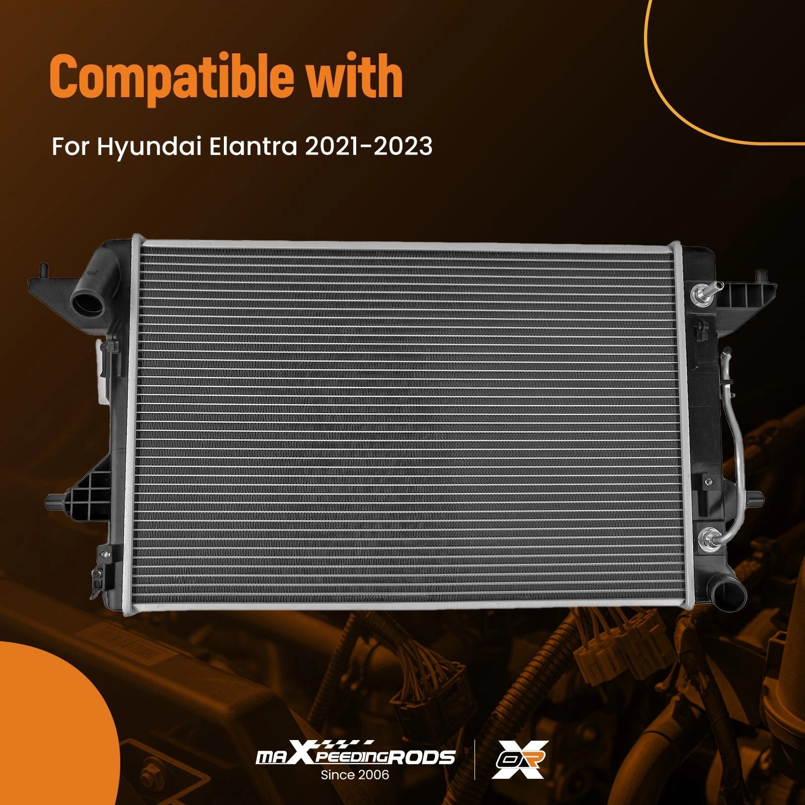 Cooling Radiator for Hyundai Elantra (2021–2025) Cross Flow MT Direct Fit
