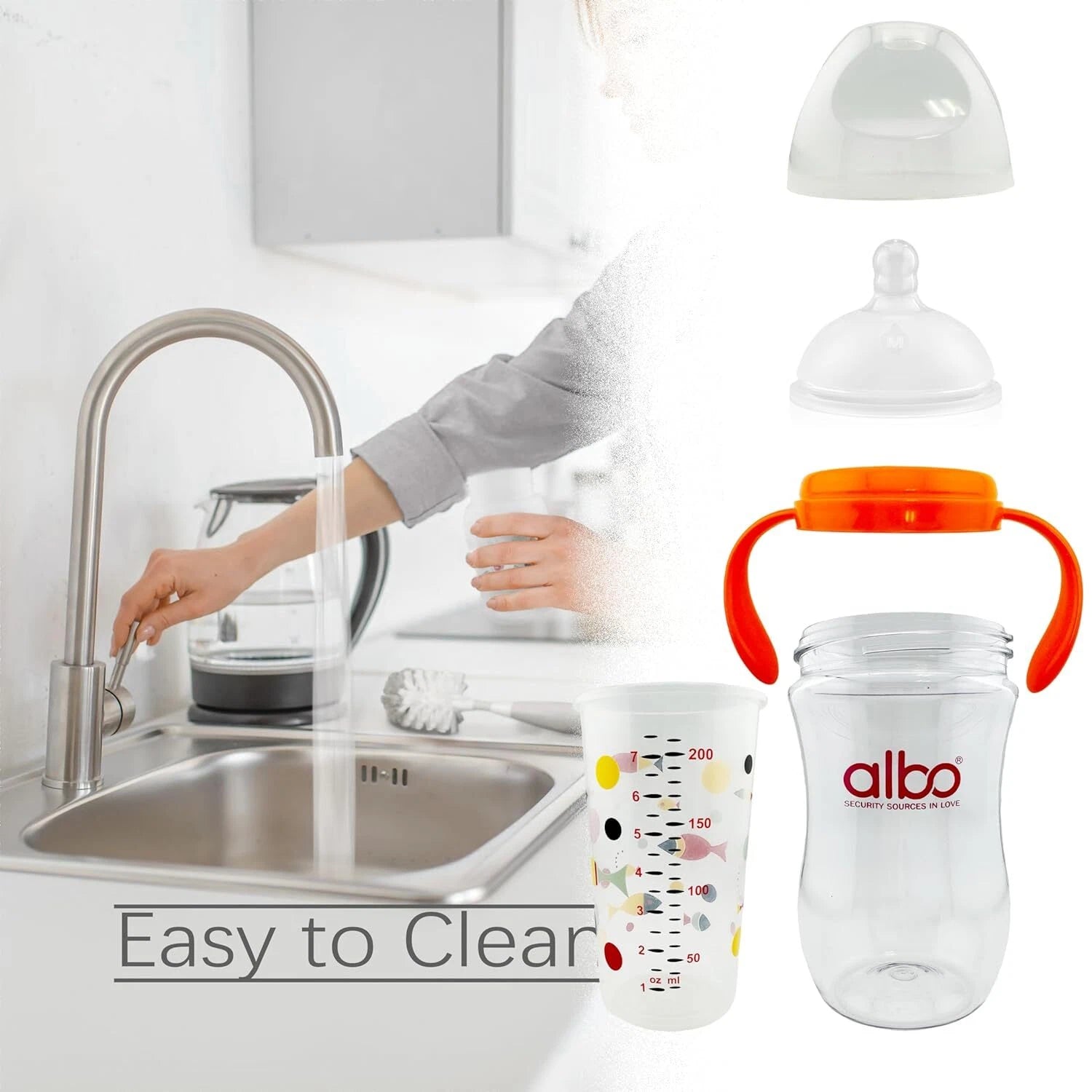 Silicone Nipple Feeding Bottle 7oz/200ML for Baby