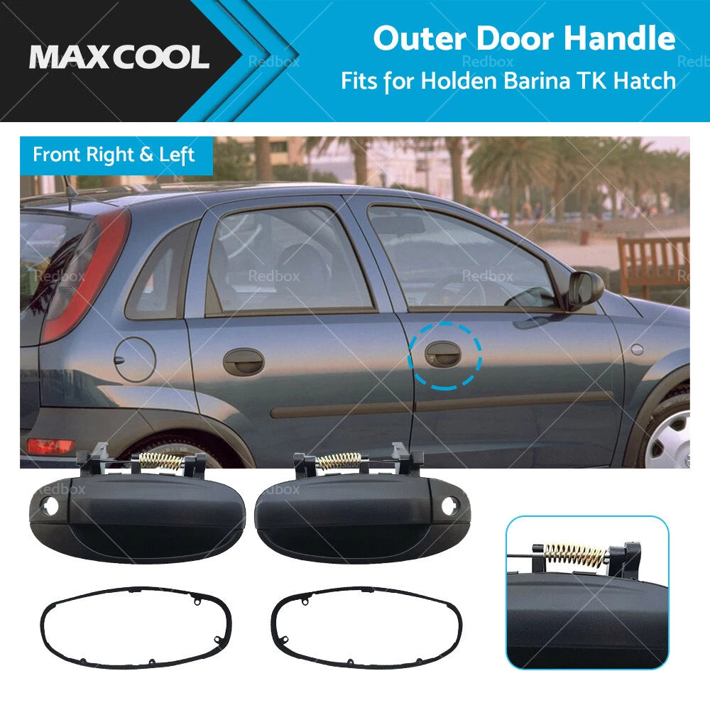 Door Handle Set of 2 Front Left Right Black for Holden Barina TK (2005–2012)