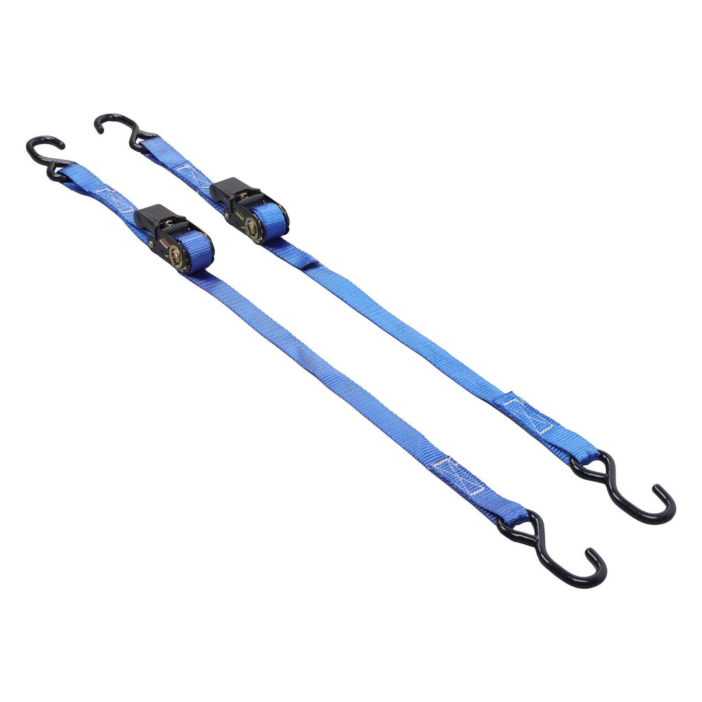 Set of 2 Ratchet Boat Trailer Tie Down Straps with S-Hook (2400 lbs)