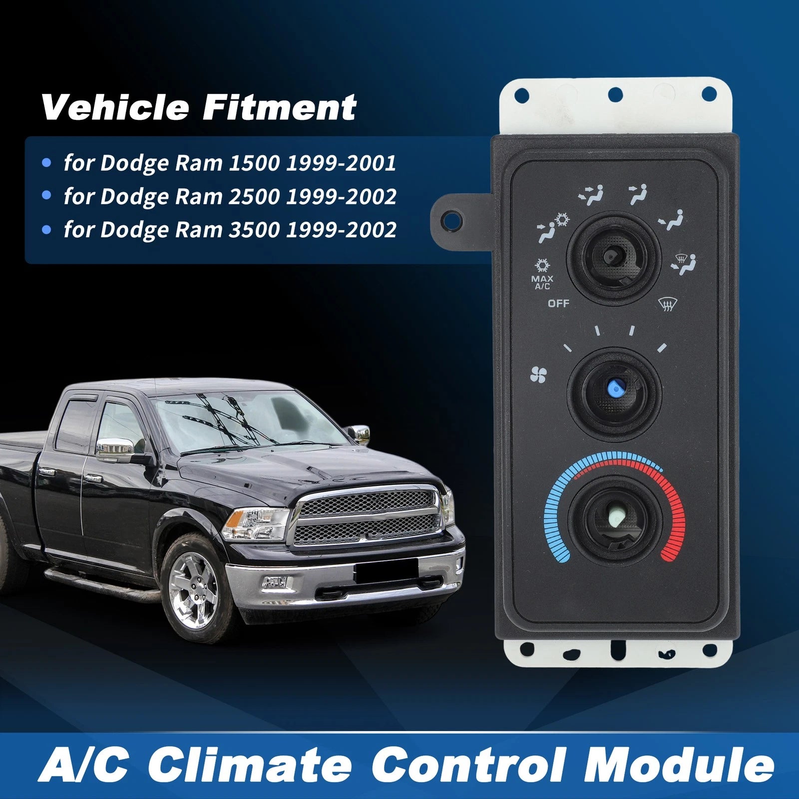 A/C Heater Climate Control Module for Dodge Ram 2500 3500 (1999–2002)