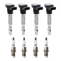 Set of 4 Ignition Coils & Denso Iridium Spark Plugs for A4 Q3 GTI Tiguan Jetta