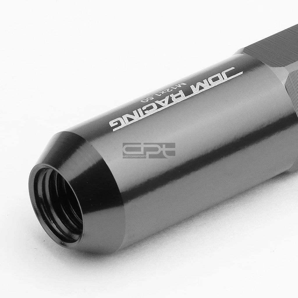 Set of 20 M12x1.5 107mm Tall Gun Metal Aluminum Spiked Lug Nuts + Adapter