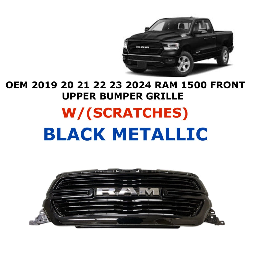 Front Upper Bumper Grille for RAM 1500 (2019–2024) Black Metallic