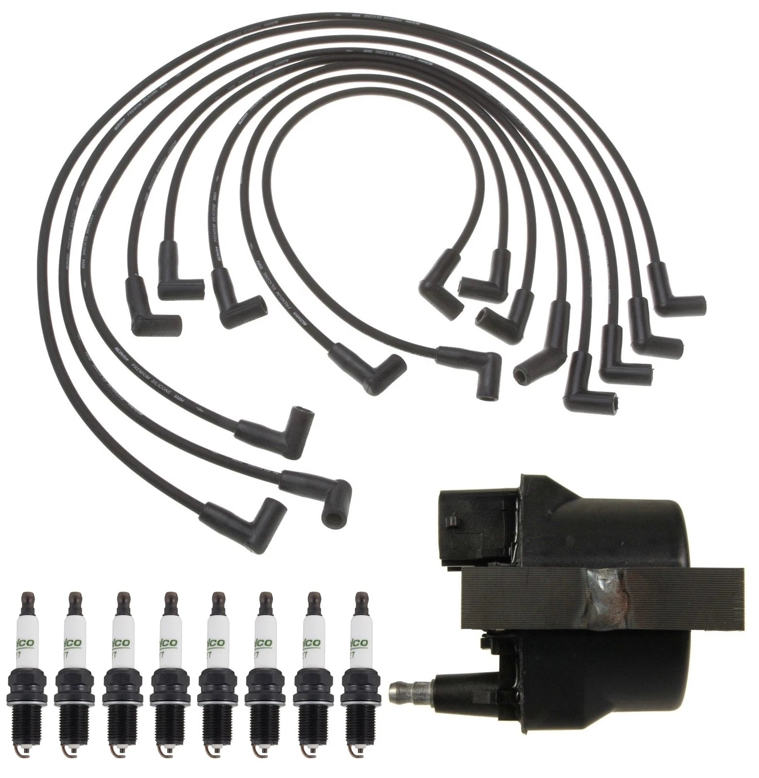 Ignition Wires Coil & 8 Spark Plugs Kit for Chevrolet Camaro (1987)