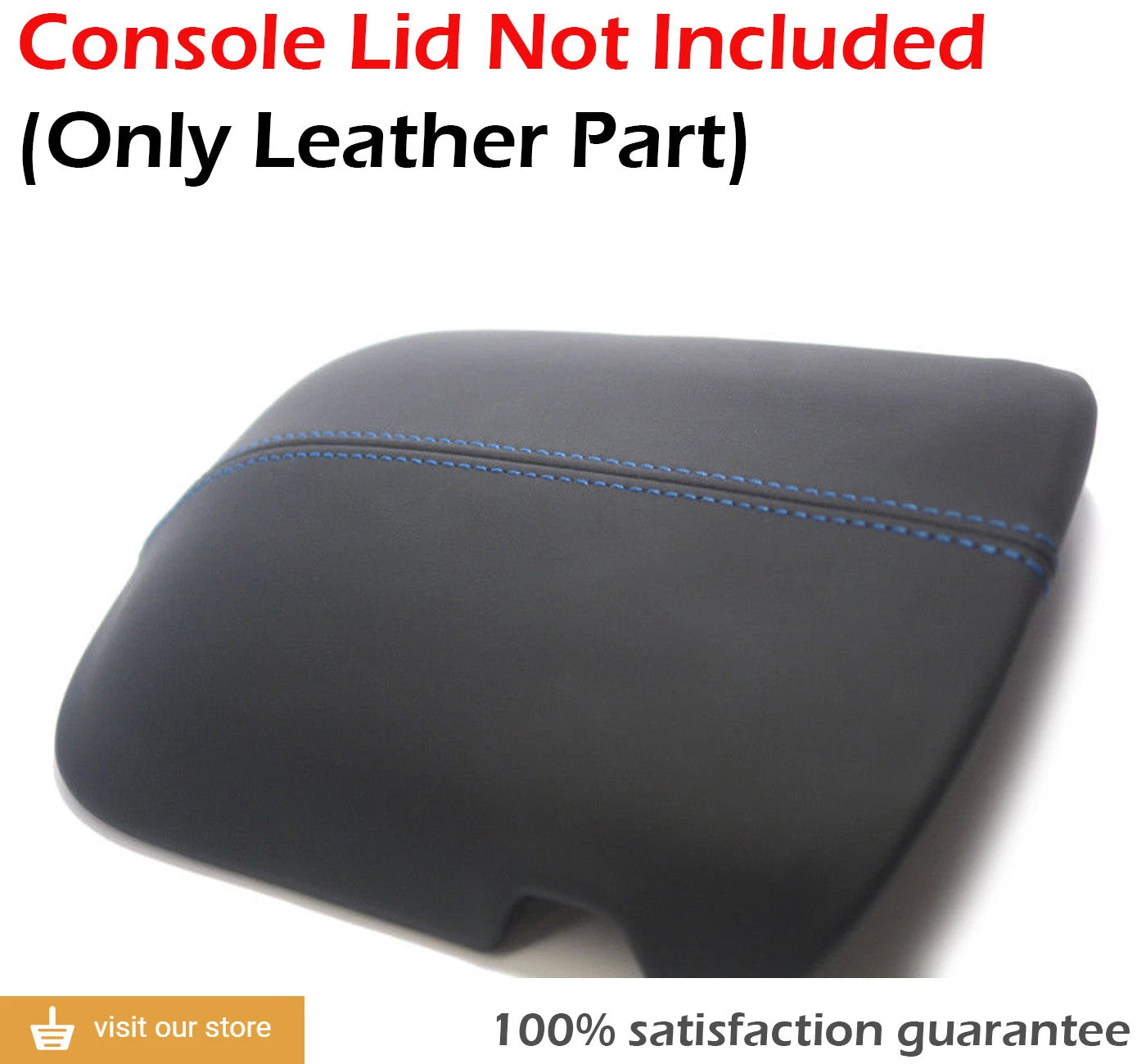 Center Console Armrest Cover for Ford Mustang (2015–2019) White Stitch