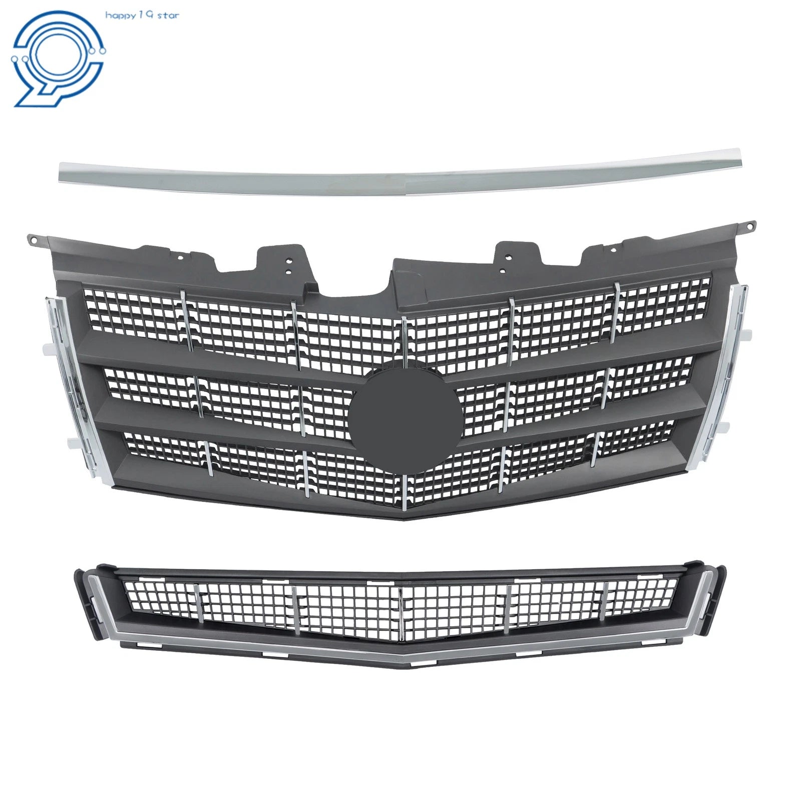 Front Upper & Lower Grill with Chrome Trim for Cadillac CTS (2008-2011)