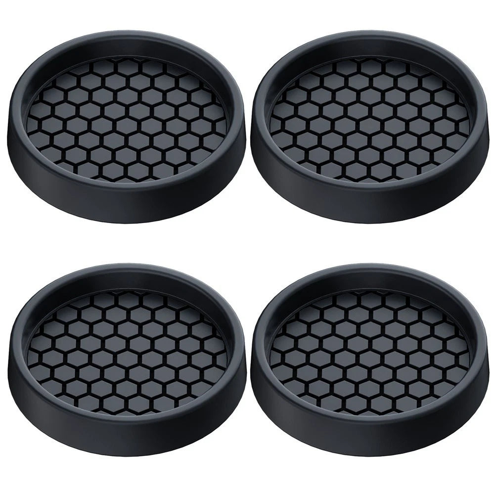 Set of 4 Round Anti-Slip Silicone Coasters for Hardwood Floors