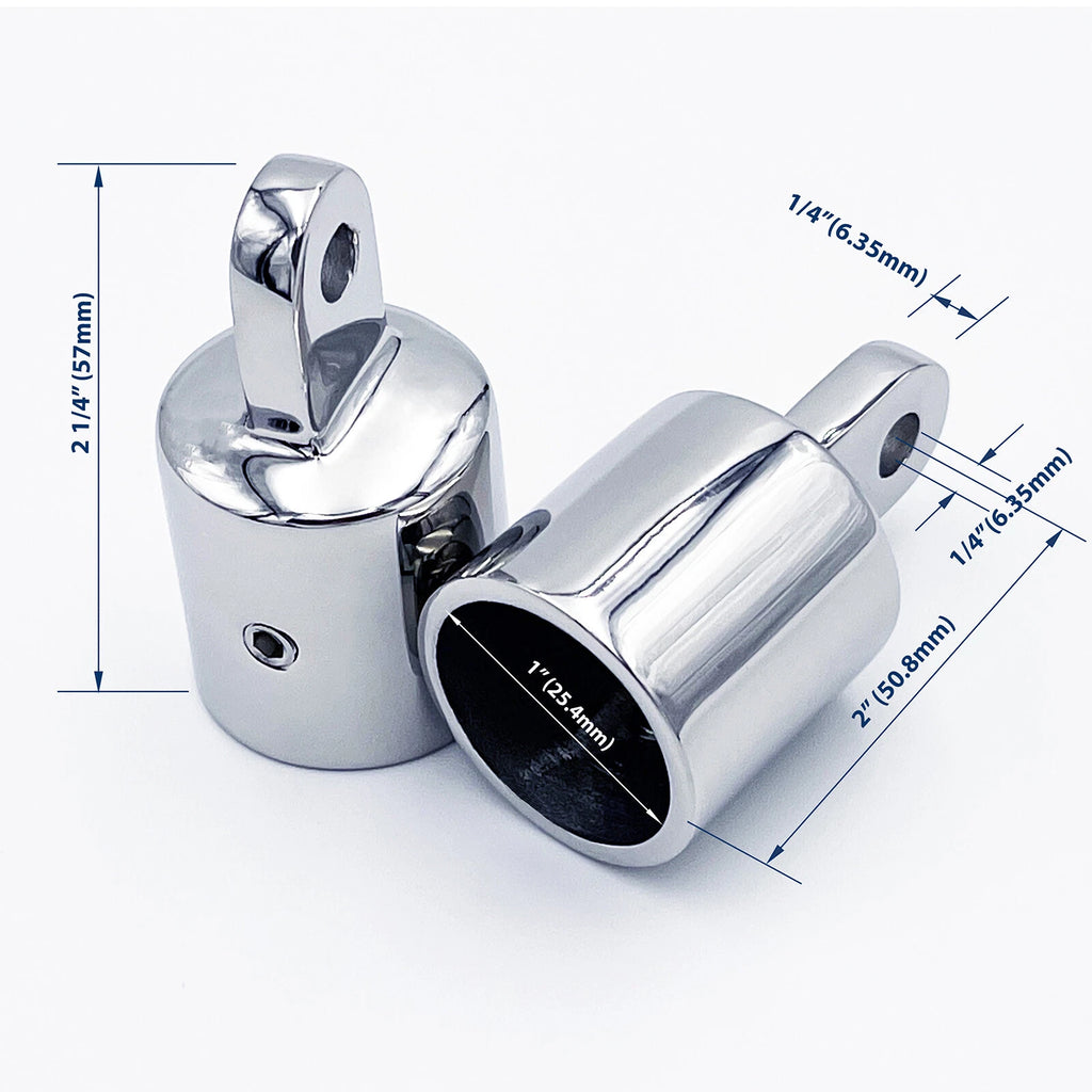 2 Pcs Bimini Top Eye End Cap for Marine Hardware (316 Stainless Steel)