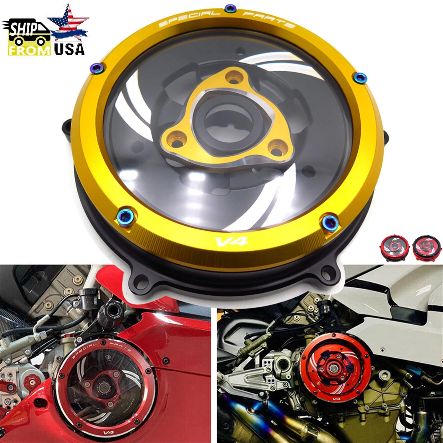 Clutch Cover & Spring Retainer Ring & Pressure Plate for Ducati V4/V4S/Speciale (2018–2023)
