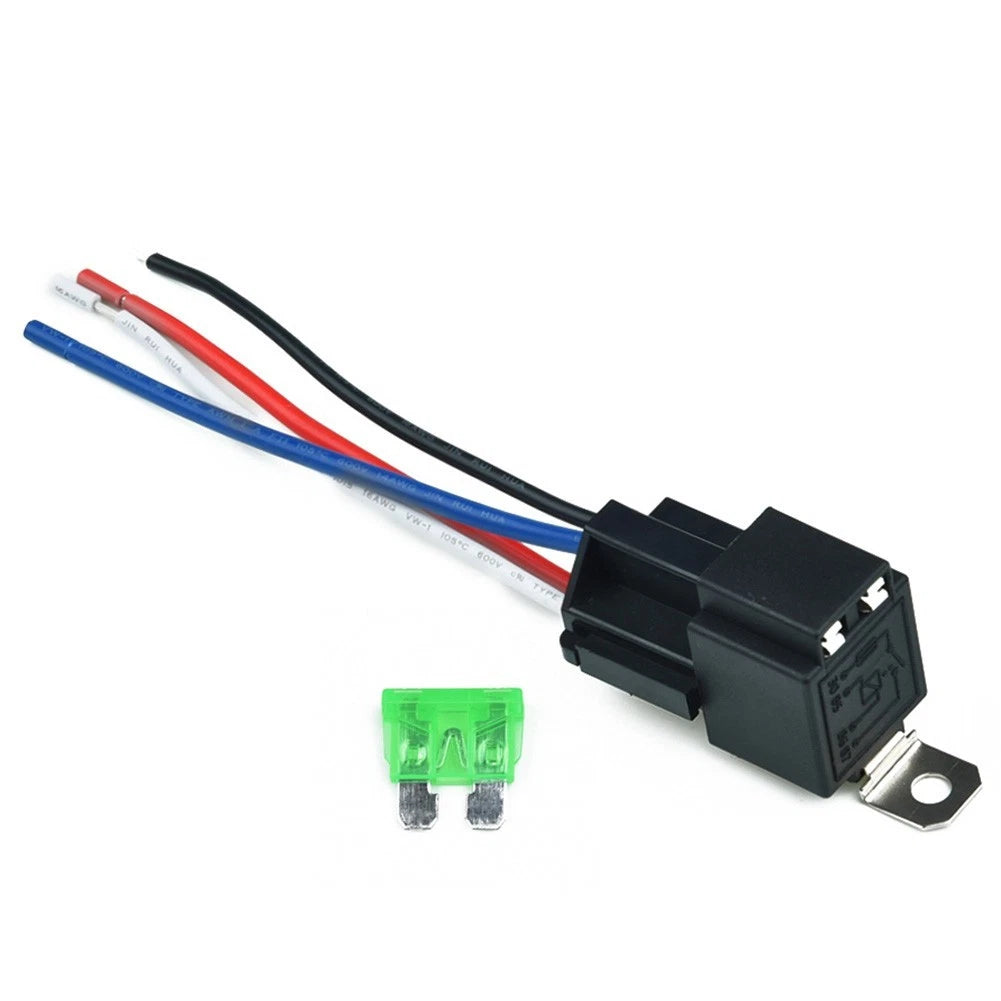 12V 4-Pin Relay with Socket Base & Wires, 30A SPST