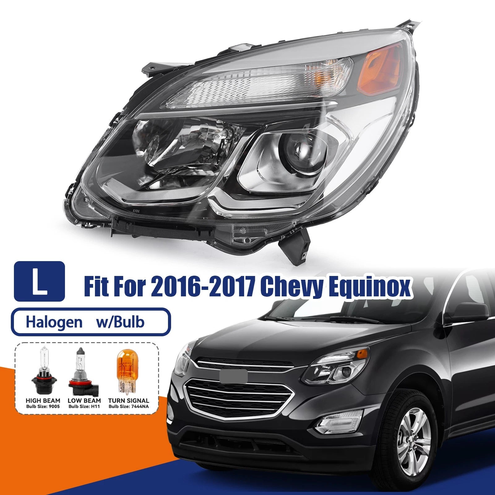 Projector Headlight for Chevrolet Equinox (2016–2017) Driver Side