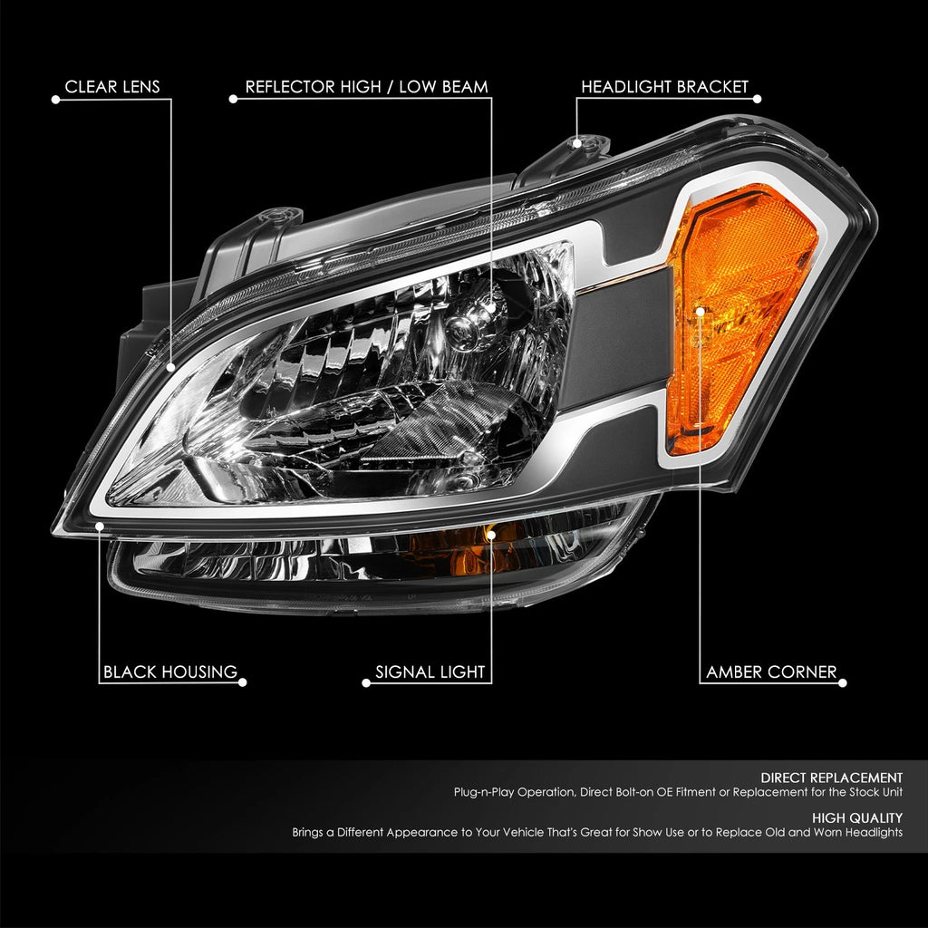 Driver Left Headlight for Kia Soul (2010–2011) Black Housing Amber Corner