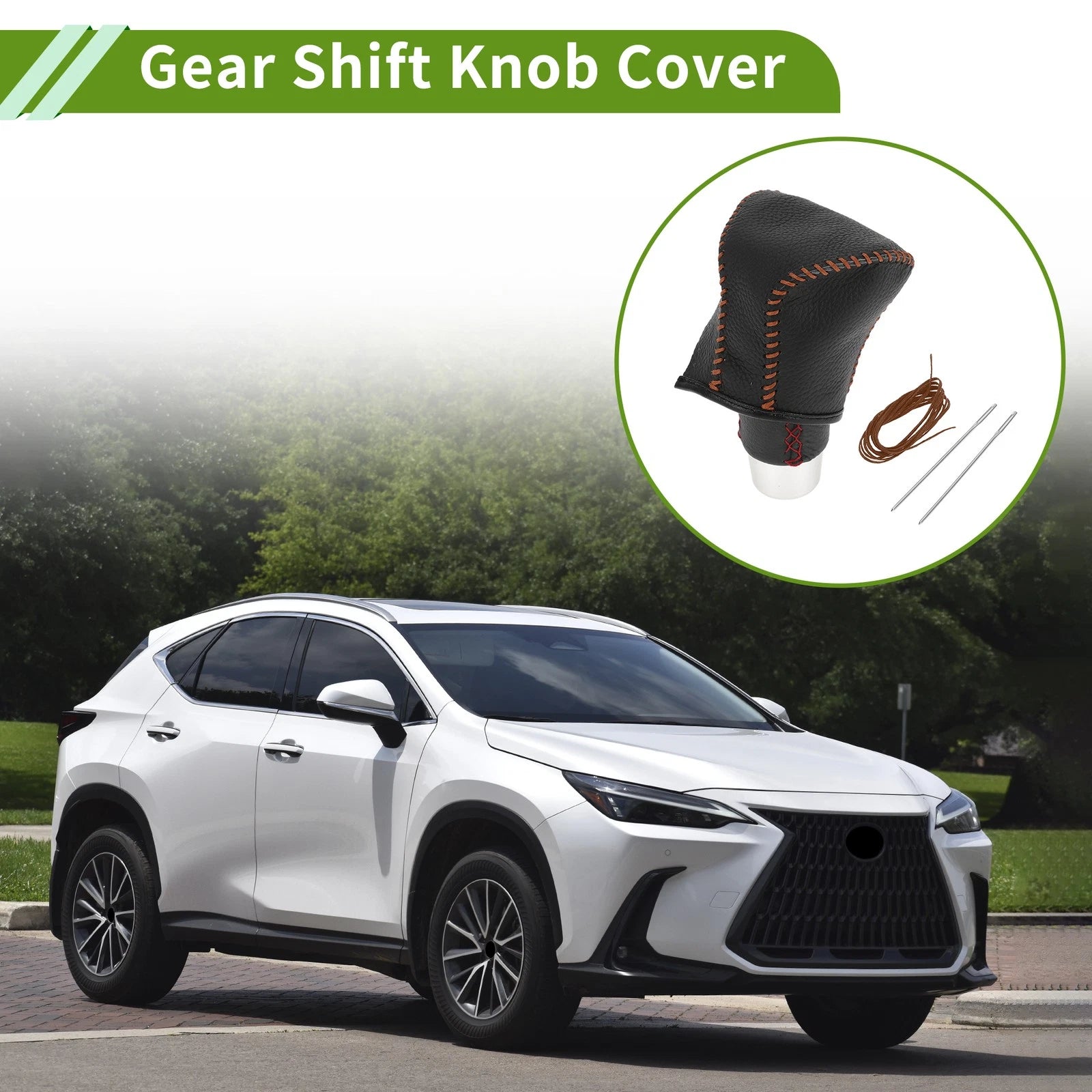 1 Pc Gear Shift Knob Cover for Lexus ES300h (2018–2023) Pebbled Black Brown