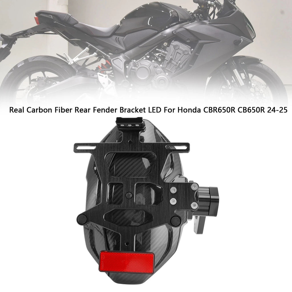 Real Carbon Fiber Rear Fender Bracket LED for Honda CBR650R CB650R (2024–2025)
