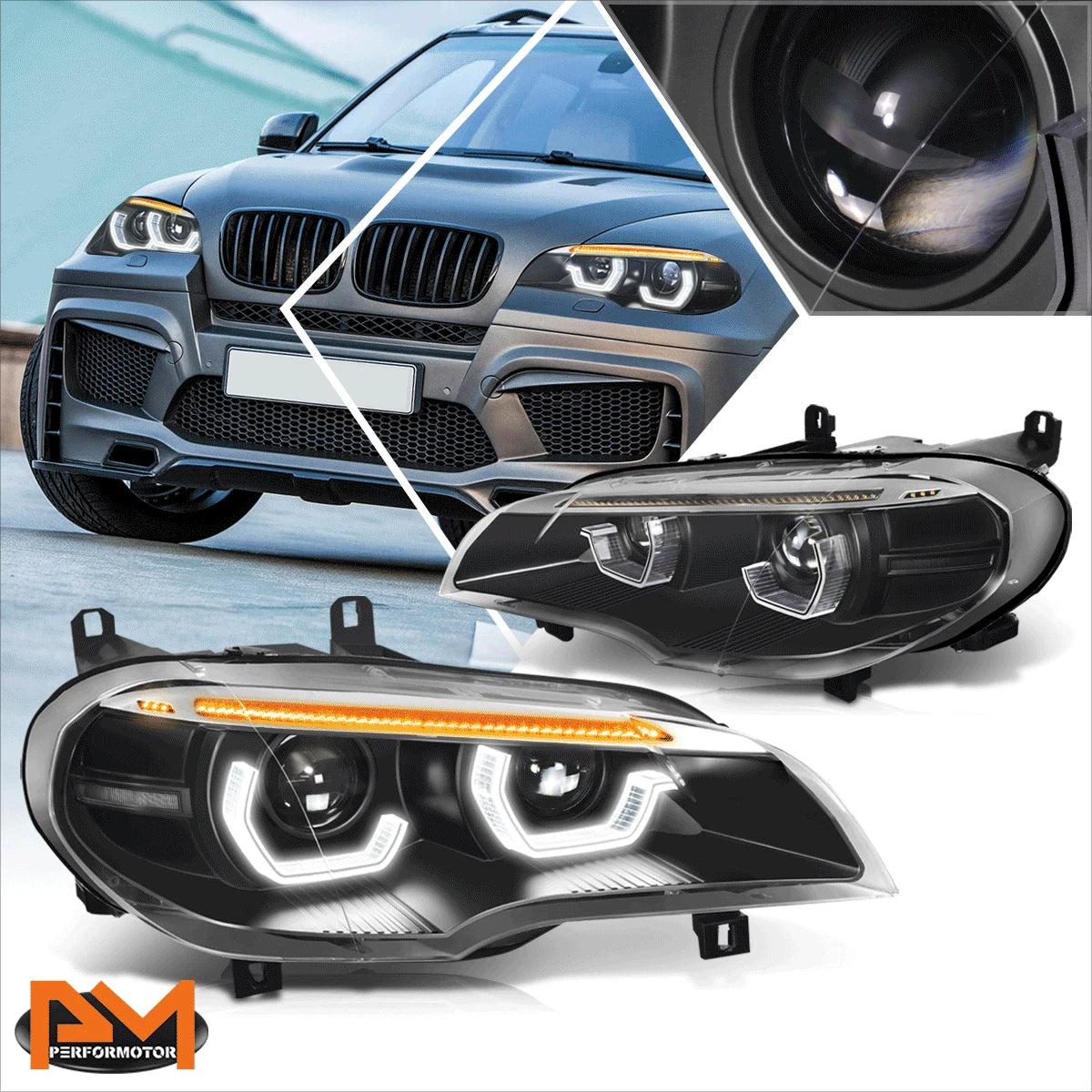 Projector Headlights w/LED for BMW X5 (2011–2013)