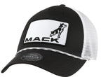 Mack Trucks Trucker Hat with Bulldog Logo Patch (Black/White, Mesh Back)