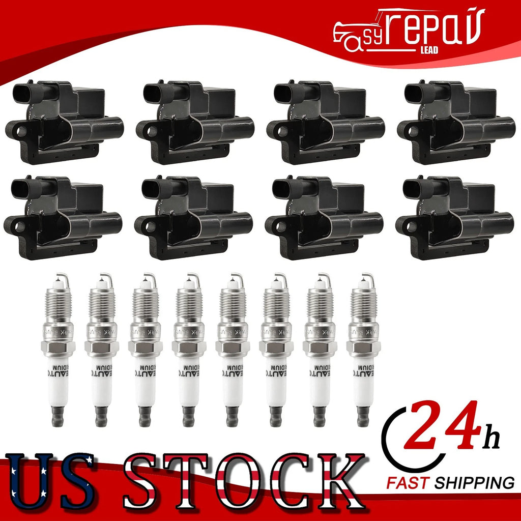 8X Ignition Coils + Spark Plugs for Chevy GMC Sierra 1500 Hummer H2 (2003–2009)