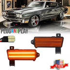 2X Amber Lens LED Front Side Marker Lights for Chevy Chevelle El Camino (1970)