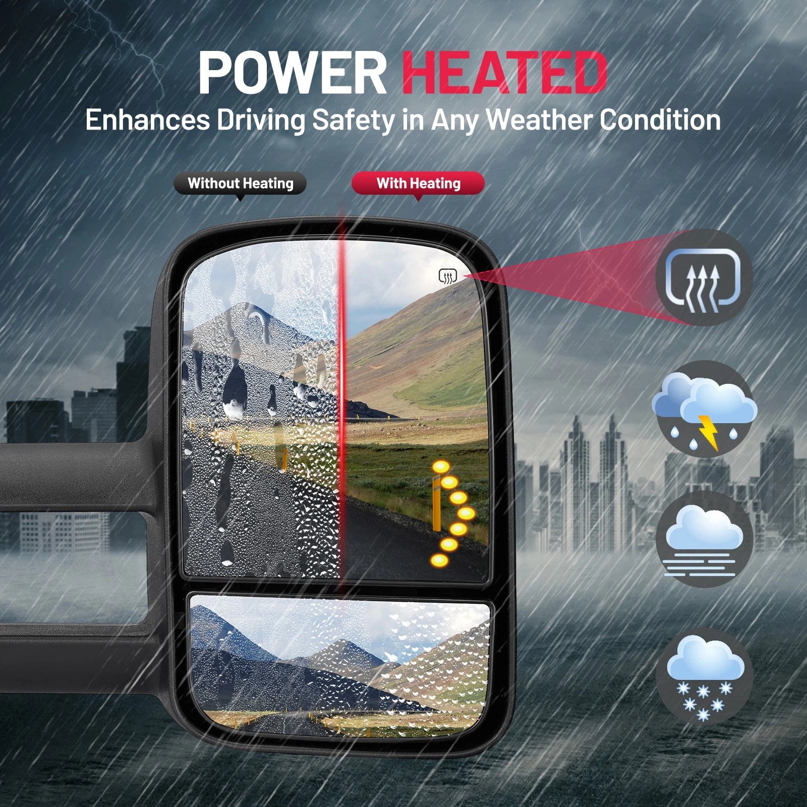 Pair Heated Towing Mirrors for Chevy Silverado 1500 2500 3500 HD (2014–2018)