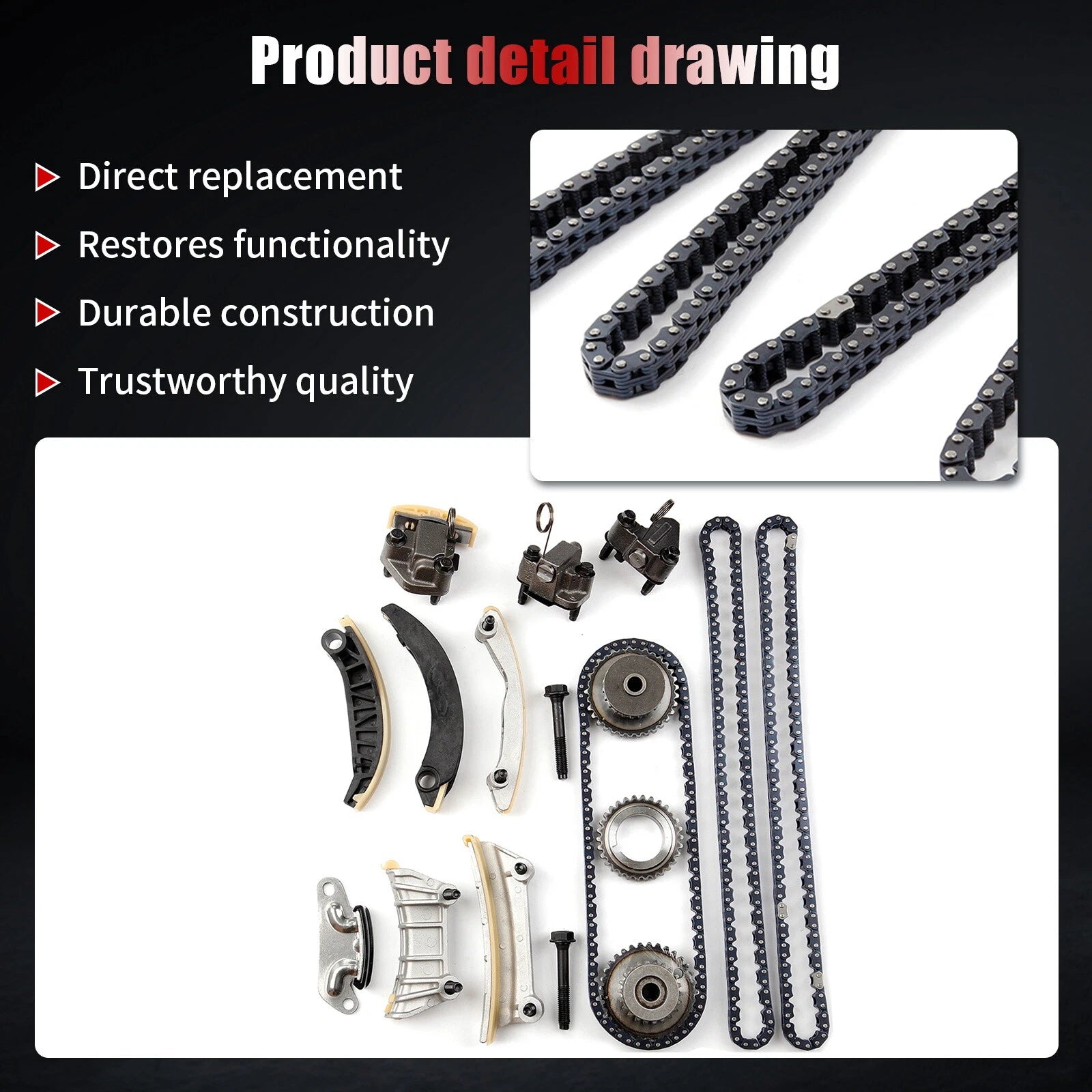 Head Gasket Set & Timing Chain Kit for GMC Acadia Saturn Outlook (2007-2008)