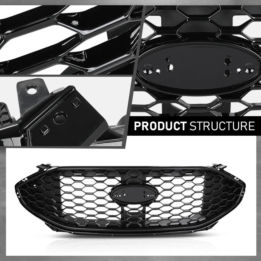 Front Bumper Upper Grille for Ford Edge ST (2019–2022) Black