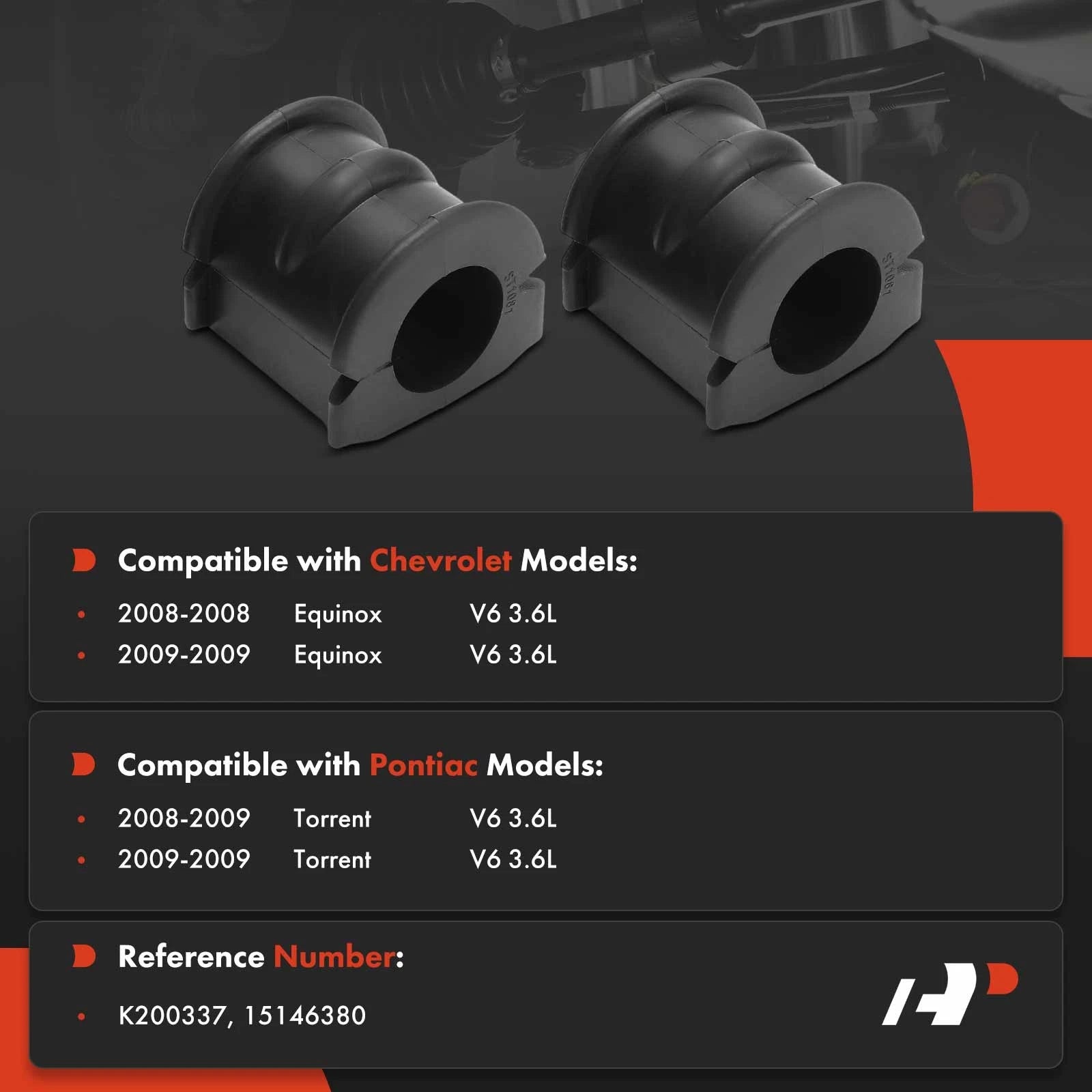 2X Rear Sway Bar Bushing Kit for Chevrolet Equinox (2005–2020)
