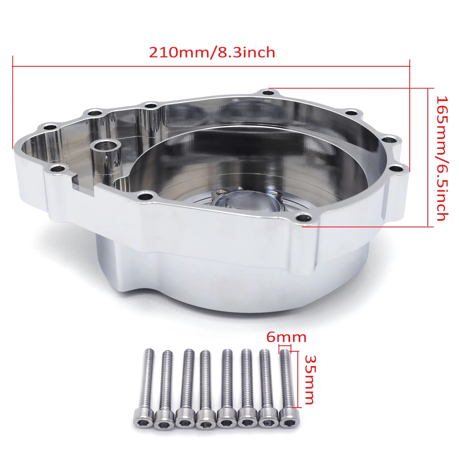 Chrome CNC Clear Left Engine Stator Cover for Kawasaki ZX-6R/ZX636 (2003–2004)