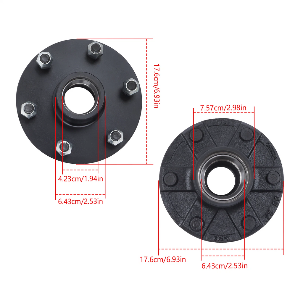 2 Pack Trailer Hub Kit for 3500 lbs. #84 Spindle (Fits 6 on 5.5")