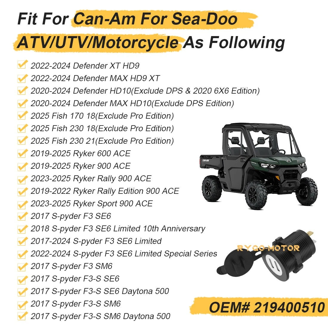 Dual USB Upgrade Kit for Can-Am Outlander G2 (219400510)