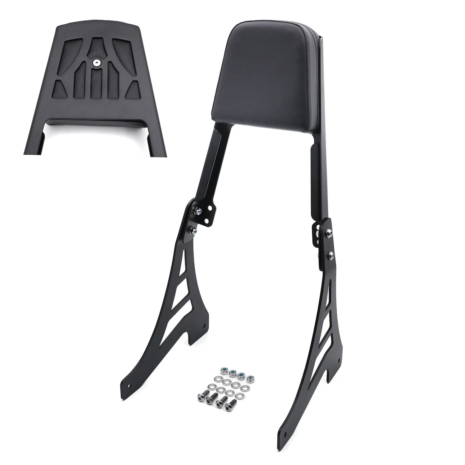 Black Backrest Sissy Bar with Leather Pad for Harley Davidson Sportster (883-1200)